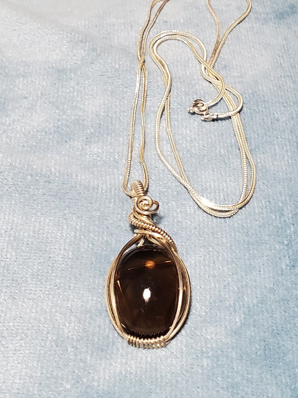 Handcrafted Smoky Quartz Silver Wire-Wrapped Pendant Necklace